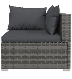 Salon de jardin 10 pcs avec coussins Résine tressée Gris