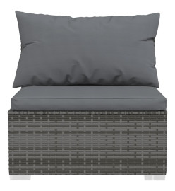 Salon de jardin 10 pcs avec coussins Résine tressée Gris