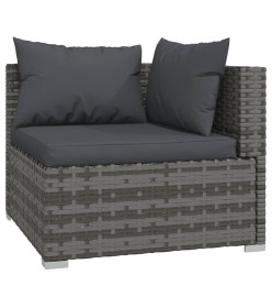 Salon de jardin 7 pcs avec coussins Résine tressée Gris