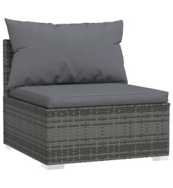Salon de jardin 9 pcs avec coussins Résine tressée Gris