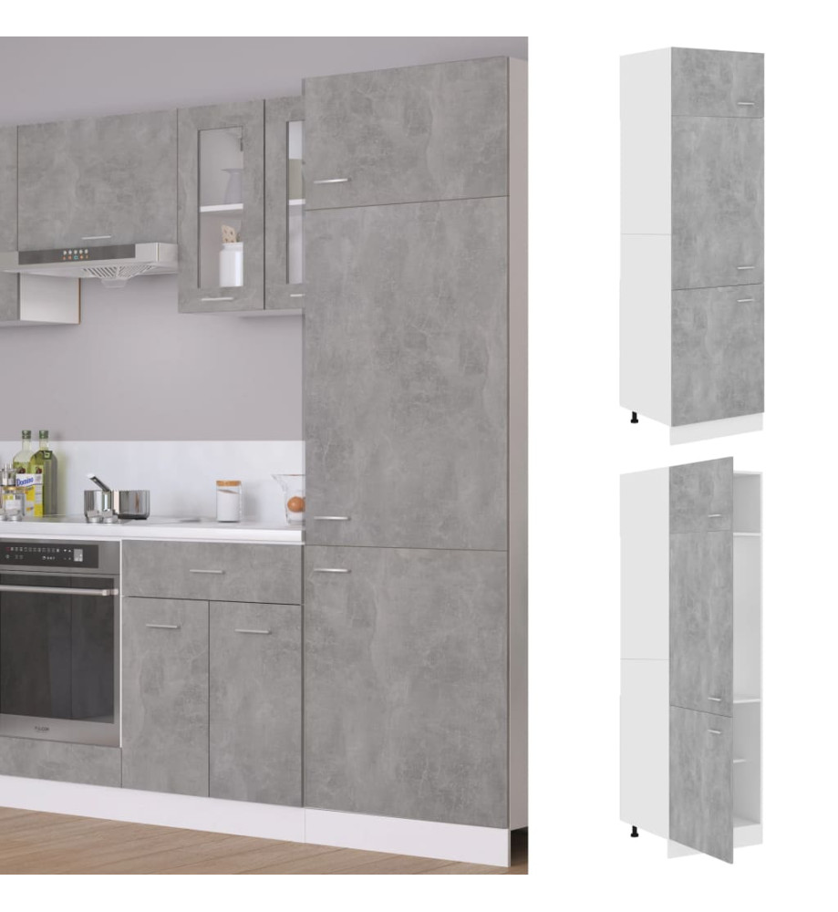 Armoire de réfrigérateur Gris béton 60x57x207 cm Aggloméré Armoire de réfrigérateur Gris béton 60x57x207 cm Aggloméré