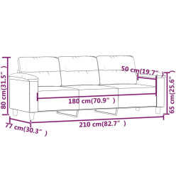 Canapé à 3 places Beige 180 cm Tissu microfibre