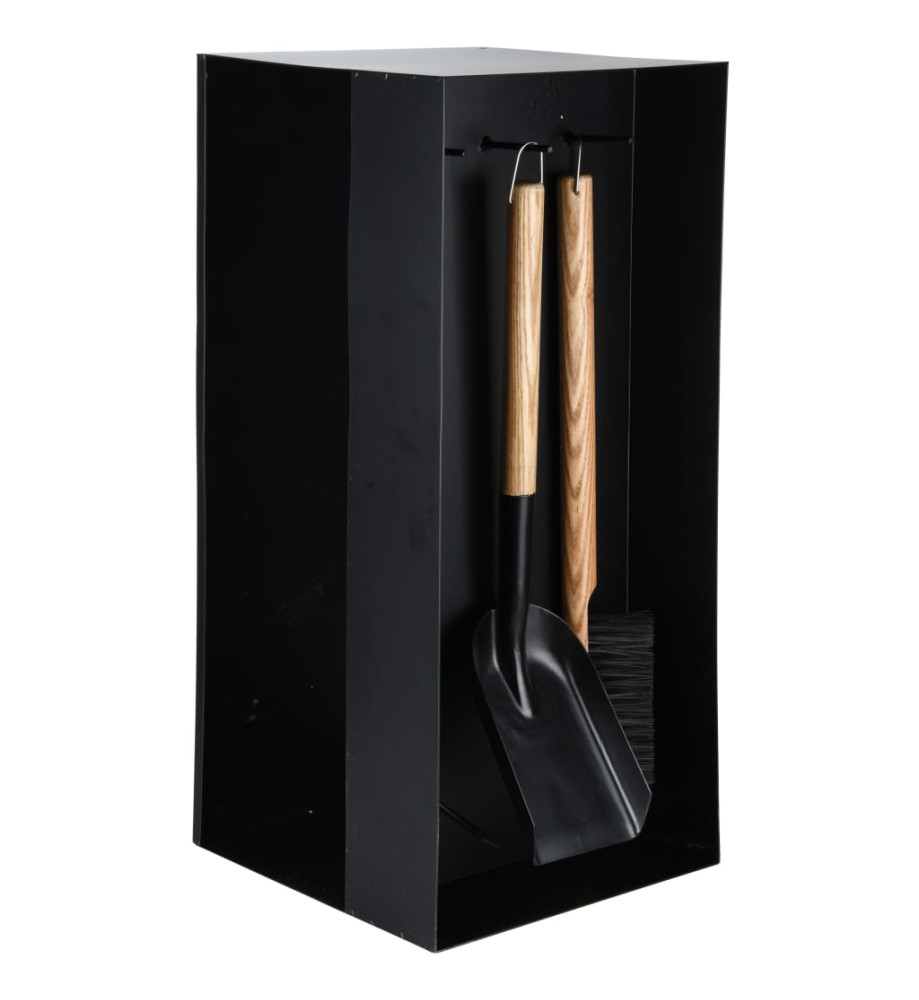 Esschert Design Stockage de bois et outil de cheminée Noir Acier FF407