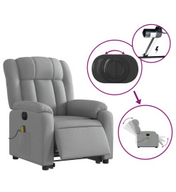 Fauteuil inclinable de massage électrique Gris clair Tissu