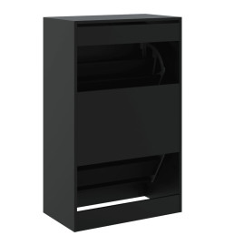 Armoire à chaussures noir 60x34x96,5 cm bois d'ingénierie