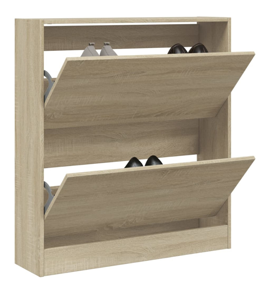 Armoire à chaussures chêne sonoma 80x21x87,5 cm bois ingénierie