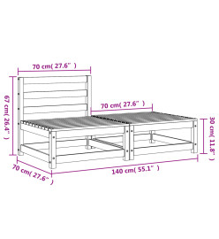 Canapé de jardin sans accoudoirs repose-pieds bois pin massif