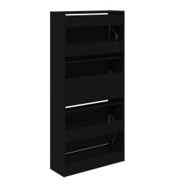 Armoire à chaussures noir 60x21x125,5 cm bois d'ingénierie