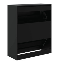 Armoire à chaussures noir 80x34x96,5 cm bois d'ingénierie