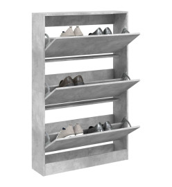 Armoire à chaussures gris béton 80x21x125,5cm bois d'ingénierie