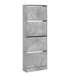 Armoire à chaussures gris béton 60x21x163,5cm bois d'ingénierie