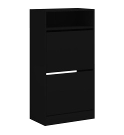 Armoire à chaussures noir 60x34x116 cm bois d'ingénierie