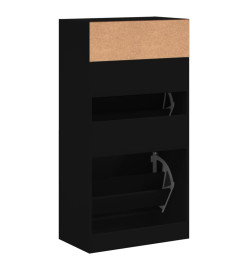 Armoire à chaussures noir 60x34x116 cm bois d'ingénierie