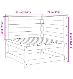 Canapé d'angle de jardin cire marron 70x70x67cm bois pin massif