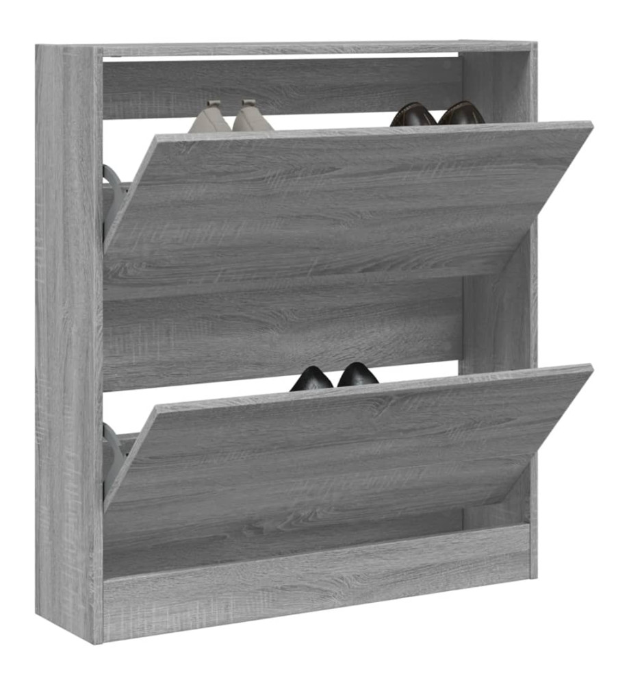 Armoire à chaussures sonoma gris 80x21x87,5cm bois d'ingénierie