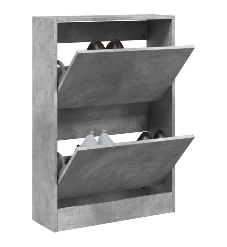 Armoire à chaussures gris béton 60x21x87,5 cm bois d'ingénierie