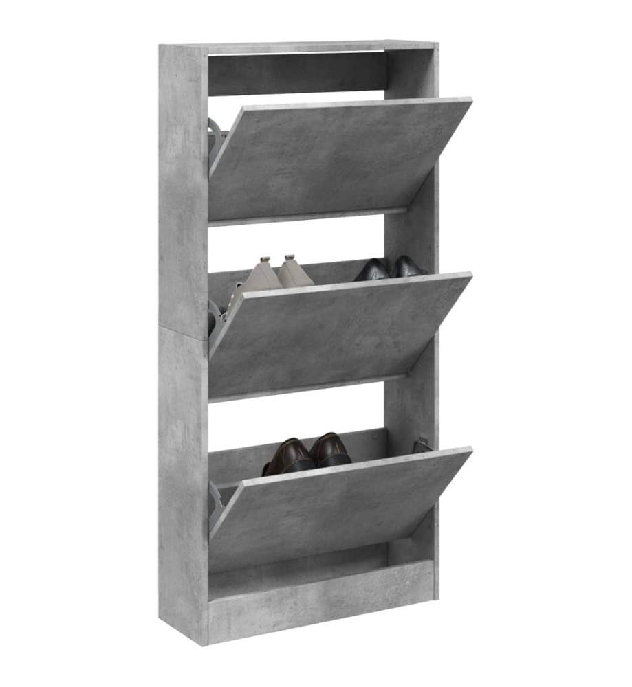 Armoire à chaussures gris béton 60x21x125,5cm bois d'ingénierie