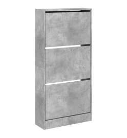 Armoire à chaussures gris béton 60x21x125,5cm bois d'ingénierie