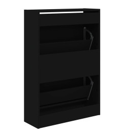 Armoire à chaussures noir 60x21x87,5 cm bois d'ingénierie