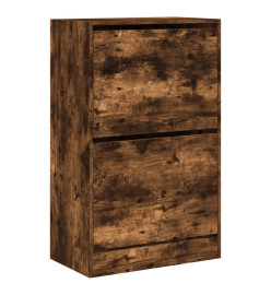 Armoire à chaussures chêne fumé 60x34x96,5 cm bois d'ingénierie