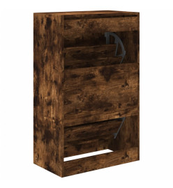 Armoire à chaussures chêne fumé 60x34x96,5 cm bois d'ingénierie