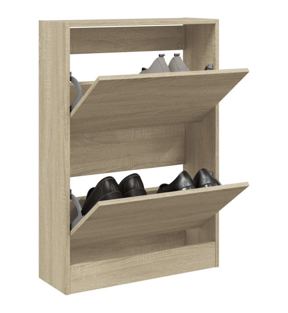 Armoire à chaussures chêne sonoma 60x21x87,5 cm bois ingénierie