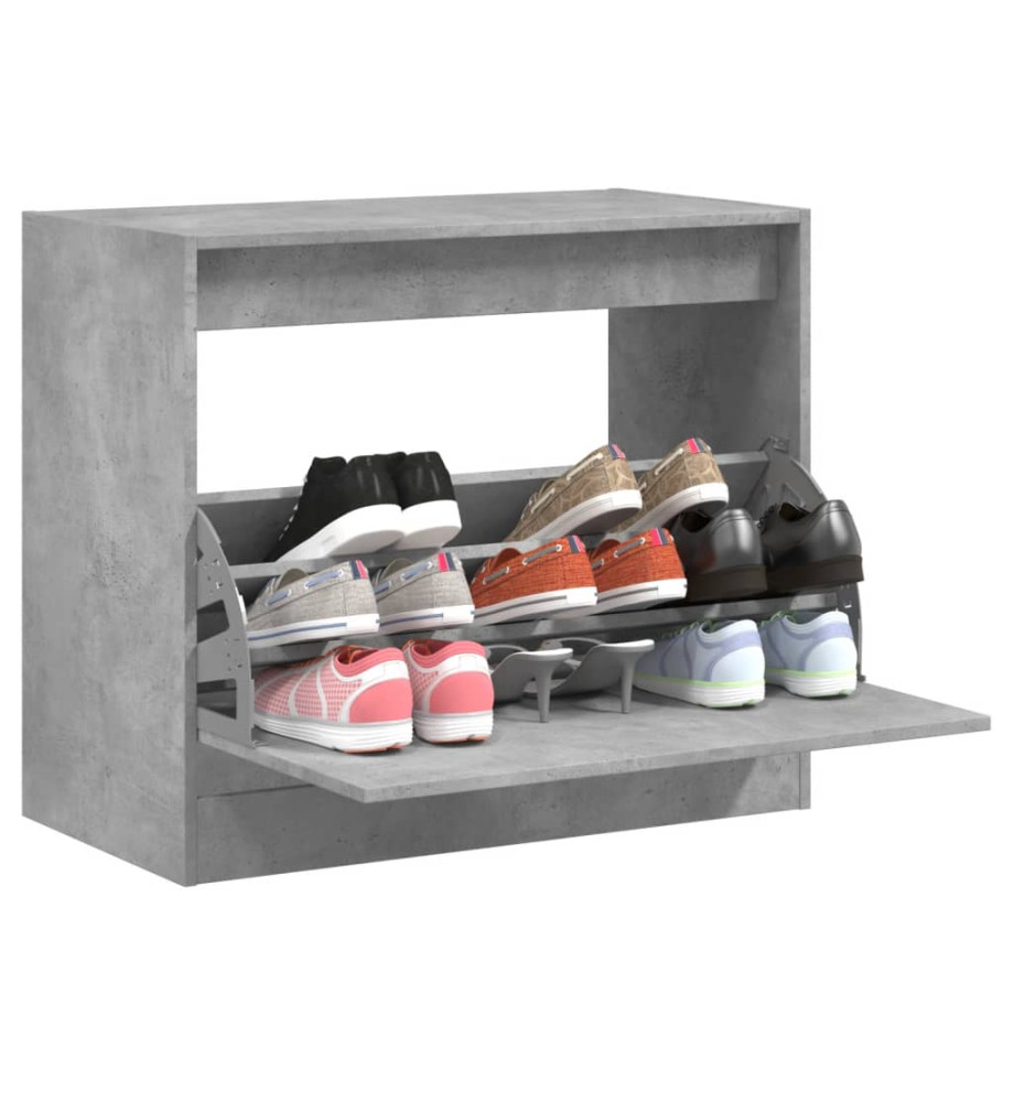 Armoire à chaussures gris béton 80x42x69 cm bois d'ingénierie