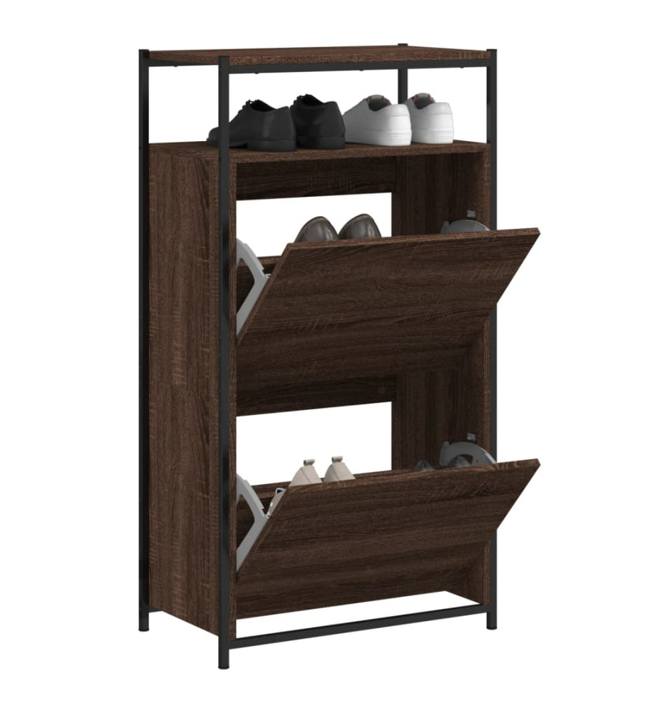 Armoire à chaussures chêne marron 60x34x112cm bois d'ingénierie