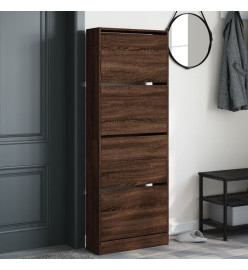 Armoire à chaussures chêne marron 60x21x163,5cm bois ingénierie