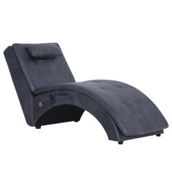 Chaise longue de massage avec oreiller Gris Similicuir daim