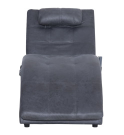 Chaise longue de massage avec oreiller Gris Similicuir daim