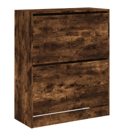 Armoire à chaussures chêne fumé 80x34x96,5 cm bois d'ingénierie