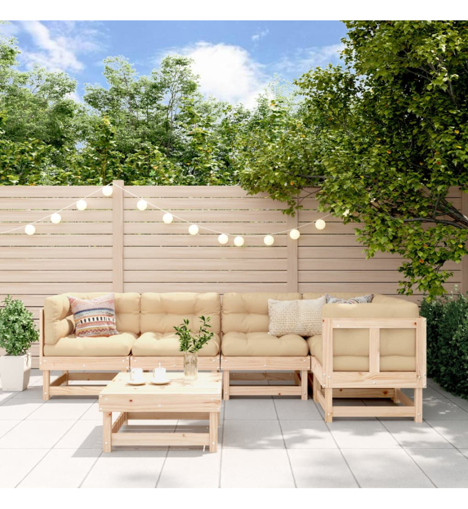 Salon de jardin 6 pcs Bois de pin massif Salon de jardin 6 pcs Bois de pin massif