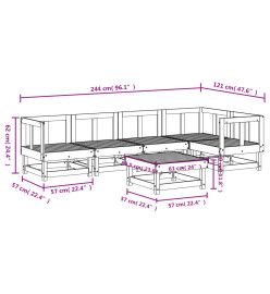 Salon de jardin 6 pcs Bois de pin massif
