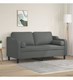 Canapé 2 places avec oreillers gris foncé 140 cm tissu