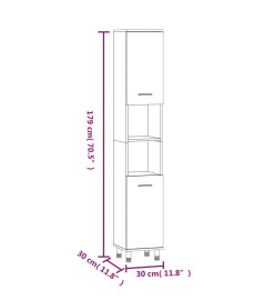 Armoire de bain Sonoma gris 30x30x179 cm Bois d'ingénierie