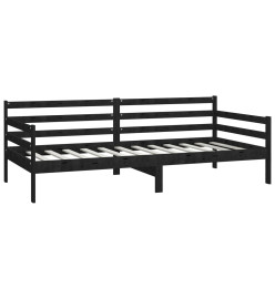 Lit Noir Bois de pin massif 90x200 cm