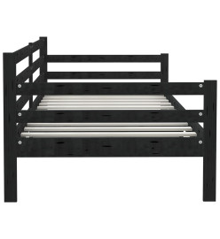 Lit Noir Bois de pin massif 90x200 cm