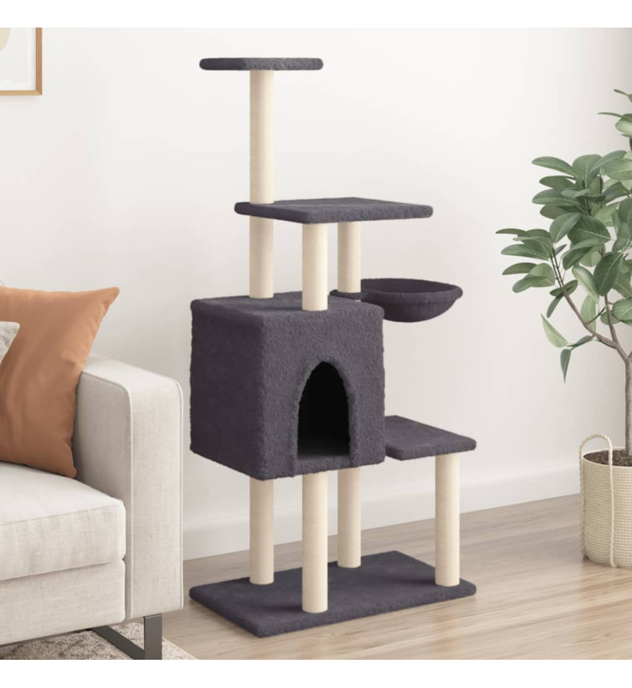 Arbre à chat avec griffoirs en sisal Gris foncé 131 cm