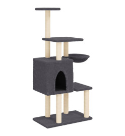 Arbre à chat avec griffoirs en sisal Gris foncé 131 cm