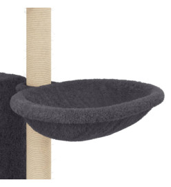 Arbre à chat avec griffoirs en sisal Gris foncé 131 cm