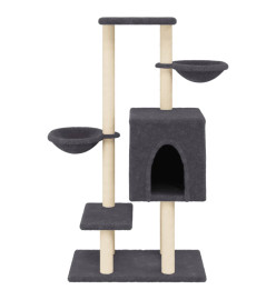 Arbre à chat avec griffoirs en sisal gris foncé 117 cm