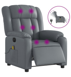 Fauteuil de massage inclinable électrique gris similicuir