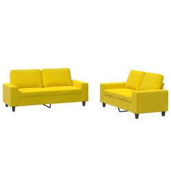 Ensemble de canapés 2 pcs jaune clair tissu