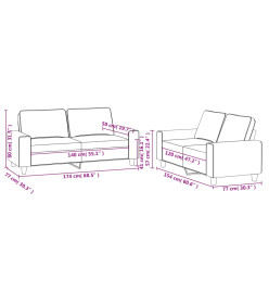 Ensemble de canapés 2 pcs jaune clair tissu