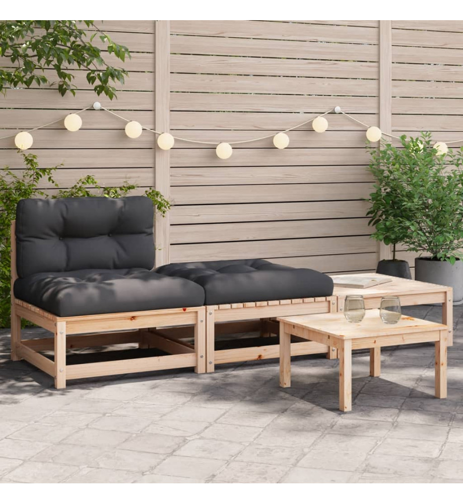 Canapé de jardin sans accoudoirs avec coussins et repose-pieds Canapé de jardin sans accoudoirs avec coussins et repose-pieds