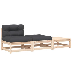 Canapé de jardin sans accoudoirs avec coussins et repose-pieds