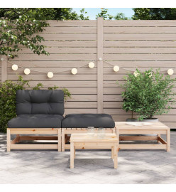 Canapé de jardin sans accoudoirs avec coussins et repose-pieds