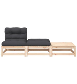 Canapé de jardin sans accoudoirs avec coussins et repose-pieds