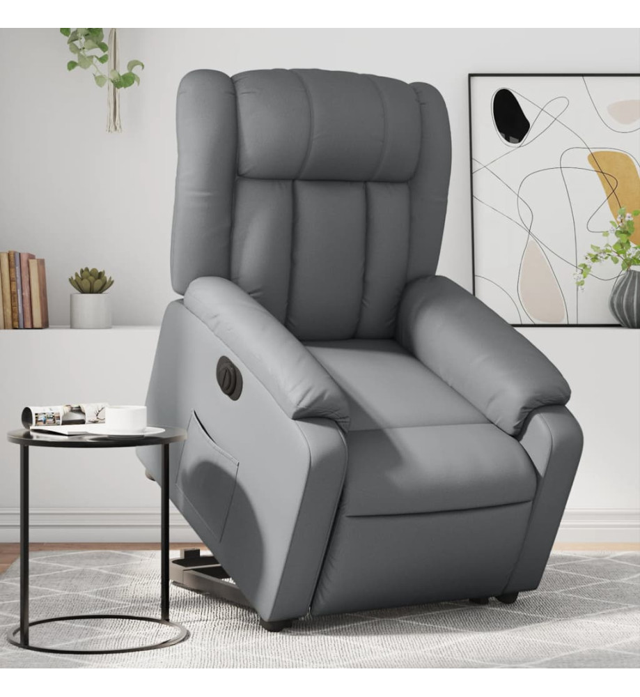 Fauteuil inclinable électrique gris similicuir